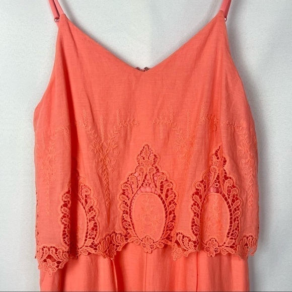 Saks Fifth Avenue Coral Crochet Lace Sleeveless Romper M - Picture 5 of 6